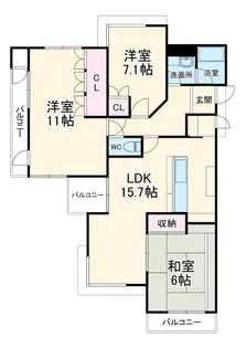グランメール佐鳴台【4階】の間取り