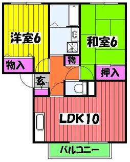 サンプライムシティ A棟【201号室】の間取り