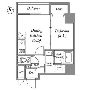 クオリタス浜田山【8階】の間取り