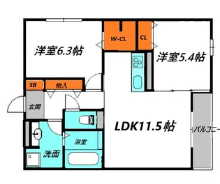 Le Bonheur大庭【2階】の間取り