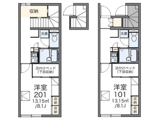 レオパレスソレイユガーデン【104号室】の間取り