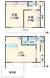 YM FLAT【2B号室】の間取り