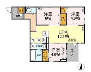 ブリューテ大和東【3階】の間取り