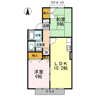 カーサデーリア花園【2階】の間取り
