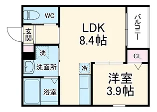 シャンブル高畑 【201号室】の間取り