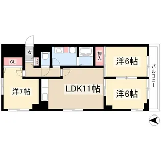 シンビリア花咲【201号室】の間取り