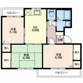 グランメール千本B【3階】の間取り