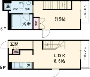 Fullea若松河田【5階】の間取り