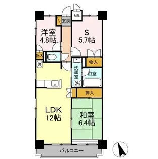 フジ・ヴェール毘沙門堂【4階】の間取り