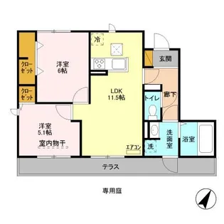 WEST COURT 楓【1階】の間取り
