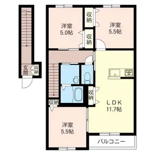 フォレスト三室【2階】の間取り
