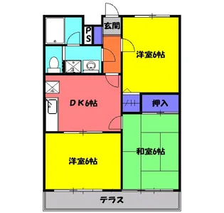 ヴィラネル東姫宮B【103号室】の間取り