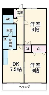 バーディー源氏ハイツ【1階】の間取り