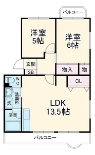 シャトーブラン村田Ⅰ【2階】の間取り