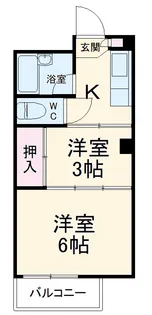 シャトーこだま【102号室】の間取り