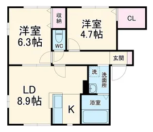 ボンヌジュルネ B【1階】の間取り