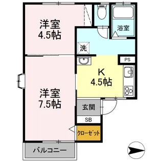 エルひょうたん山【B105号室】の間取り