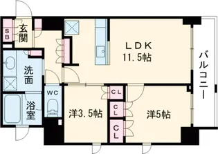 シーズンフラッツ菊川【2階】の間取り