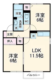 ヒルサイドテラス B【201号室】の間取り