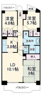 藤和天王台ハイタウン 1号棟【5階】の間取り