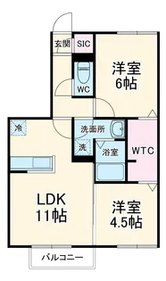 シャルムパレス B棟【101号室】の間取り