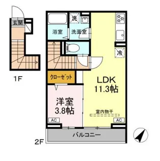 レーヴェ東戸倉Ⅰ【203号室】の間取り