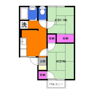 フラワーハイツA【2階】の間取り
