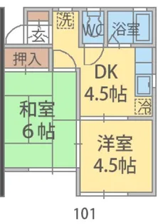 ファミールハイツB棟【1階】の間取り