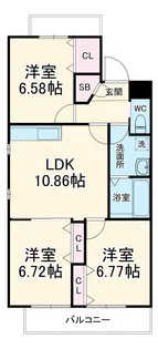 プルメリア与野【3階】の間取り
