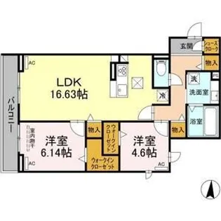 クープレット石川橋【301号室】の間取り
