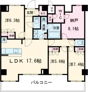 サンジョイアゼロ【8階】の間取り