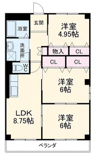 サンパレス緑ヶ丘B【1階】の間取り