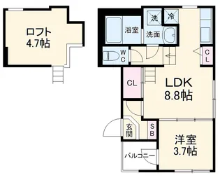 ハーモニーテラス二番Ⅶ【3階】の間取り