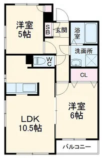 グリーンヒルズカーム【202号室】の間取り