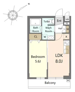 Reframe5池尻大橋【208号室】の間取り