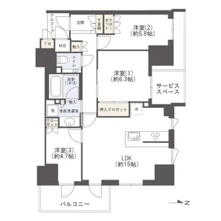 ジオタワー新町【12階】の間取り