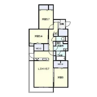 GRAND HILLS けやき【301号室】の間取り