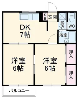 シーサイドマンションA【2階】の間取り