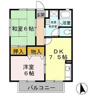 第6小野ハイツ【2階】の間取り