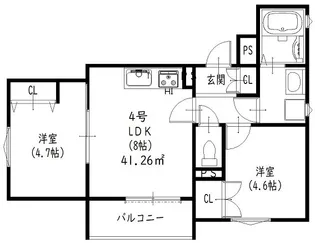 ラモーナ焼野Ⅱ【1階】の間取り