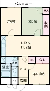 和泉府中ハウスA棟【203号室】の間取り