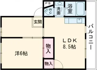 AURABELLA清風荘【1R号室】の間取り