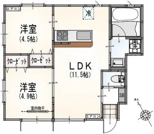 サンライズ登戸Ⅲ【1階】の間取り