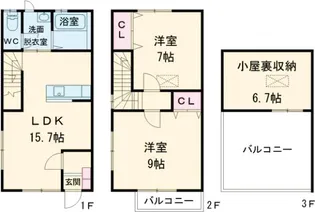 コスモシティ韮塚【B号室】の間取り