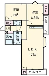 クリエイティブ第2富士【3A号室】の間取り