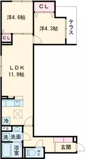 セレスティア扇III【2階】の間取り