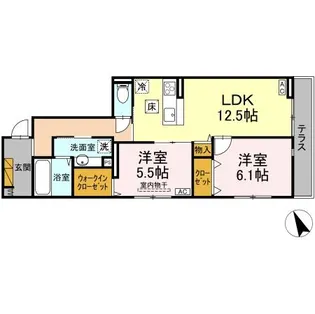 D's LIEN (ディーズリアン) B【102号室】の間取り