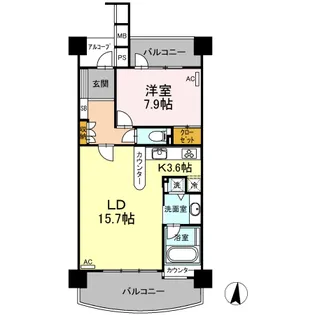 ラ・メルカーサⅡ【9階】の間取り