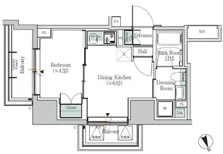 ONE ROOF RESIDENCE ASAKUSABASHI【4階】の間取り