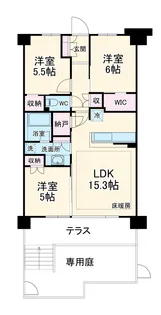 シティテラス横濱長津田【111号室】の間取り